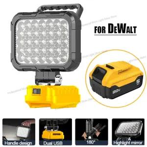 휴대용 LED 작업등 48W 디월트 18V 리튬 배터리 호환 XR용 USB 5400루멘 야외 손전등 5인치
