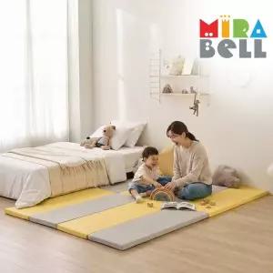 [미라벨] 카라 유아 놀이방4단 폴더매트 120X160 옐로우그레이