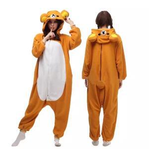 Rilakkuma Kawaii Onesie 잠옷 여성용 애니메이션 만화 따뜻한 성인 패션 편안한 점프 슈트 코스프레 의류