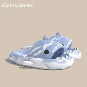여성 여름 휴양지 여자 샌들 Comwarm-상어 슬리퍼 및 남성용 패션 홈 커플 두꺼운 밑창 미끄럼 방지 야외