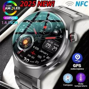 워치 4 프로 남성용 GPS 스포츠 트래커 NFC 1.53인치 HD 화면 시계 블루투스 통화 스마트워치