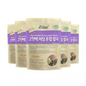 [리투알] 고단백 저당 혼합 잡곡 텍스쳐 1kg x 5팩 / 귀리 현미 수수 렌틸콩 완두콩 서리태 파로