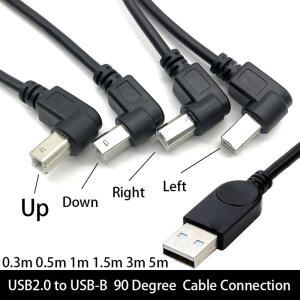 USB 2.0 A 남성 - USB-B 90도 직각 프린터 프린터, 스캐너, 모바일 HDD 등을 위한 짧은 연장 케이블