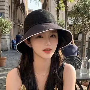 넓은 와이드챙 여름 모자 버킷햇 보넷 리본 자외선 차단 햇빛 가리개 나들이 여행