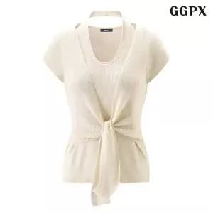 [GGPX]러블리 꼬임 레이어드 반팔 니트 (GQBKT033D)