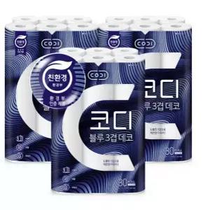 코디 블루 3겹 데코 화장지 27m 30롤 3팩