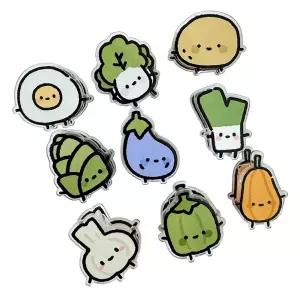 9PCS 귀여운 칩 클립 음식 봉지 세트 채소 모양 가방 재미있는 주방 간식 씰러 밀폐 식품 보관용 아크릴