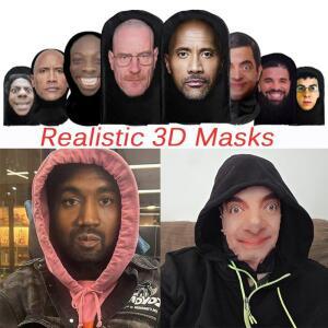 3D 프린트 코스프레 재미있는 얼굴 가면 탄력 메쉬 풀 페이스 마스크 남녀 코스프레 역할 놀이 헤드드레스