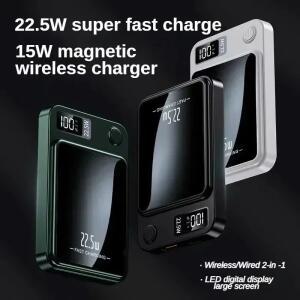 미소식 10000mAH 보조베터리 자기 무선 22.5W 초대용량 Iphone15 Huawei Samsung용 초고속 충전