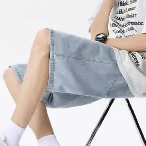여름 여행 데님 청 버뮤다팬츠 통넓은 와이드 데일리 통 반바지 밴딩 중학생 커플