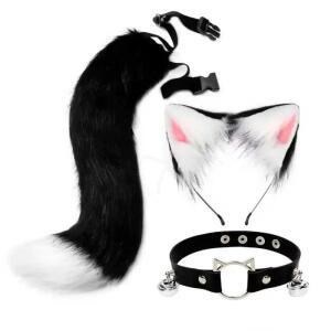 고양이 코스프레 여우 의상 꼬리 귀와 세트 액세서리
