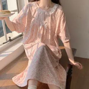 마카 플라워 반팔 홈웨어 원피스 잠옷