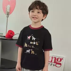 KIDS 코지 퍼피 링거 반팔티 블랙