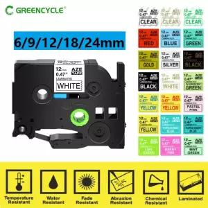 GREENCYCLE 1Pcs 6mm/9mm/12mm 231 라벨 테이프 TZ TZE 131 431 531 631 731 리본 용 Brother P-Touch