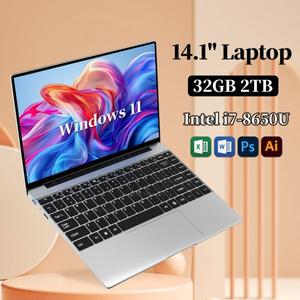 신형 14.1인치 휴대용 노트북 윈도우 11 32GB 2TB 게이밍 컴퓨터 PC 인텔 코어 i7 8650U 게이머 오피스 192