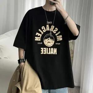 남성의류 티셔츠 반팔티셔츠 라운드넥 검정티 남자반팔티 프린팅티 그래픽 루즈핏 오버핏