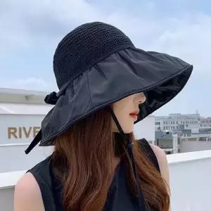 블랙 썬캡 썬바이저 여성모자 비치 버킷햇 챙넓은 햇빛가리개 벙거지