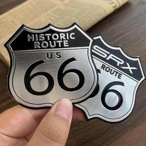 3D 알루미늄 레트로 66 역사적 경로 배지 바이크 오토바이 엠블럼 스티커 모토 스쿠터 차체 연료 탱크 탑