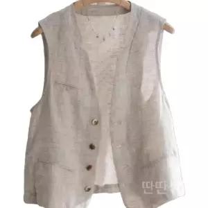 여자린넨조끼 포켓 정장 레이어드 V넥 마조끼 데일리 얇은 베이지 린넨베스트