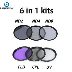 Lightdow 카메라 렌즈 필터 6 in 1 키트 UV + CPL + FLD + ND 2 4 8 49mm 52 55 58 62 67 72 77 82 Cannon