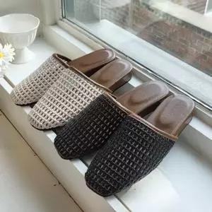 [옷자락]여자 여름 라탄 플랫 뮬 슬리퍼