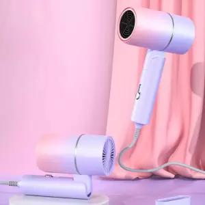 휴대용 미니 접이식 헤어드라이어 220V-240V 750W 가방 포함 가정 및 여행용 열풍 음이온 헤어케어
