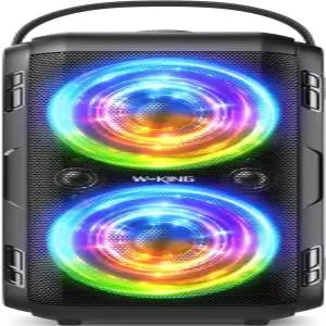 W-KING 파티 블루투스 스피커 붐 박스 180W Max 대형 무선 야외 휴대용 4 드라이버 2*4.04인치 서브우퍼
