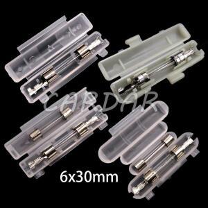 1세트 6x30mm 흰색 이중 유리 튜브 퓨즈 홀더 플립  박스 소켓 터미널 포함