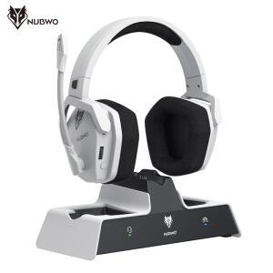 NUBWO G06 무선 헤드셋 게이머용 충전 스테이션 포함 및 PS5 컨트롤러 게임용 헤드폰 긴 배터리 수명