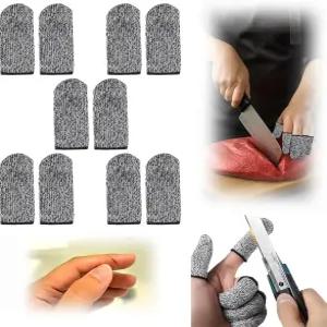 10 PCS 컷 저항성 핑거 코트 재사용 가능 가드 내구성 있는 미끄럼 방지 엄지 보호 슬리브 주방 작업