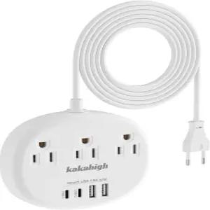 USB C가 있는 유럽 여행용 플러그 어댑터 3개의 AC 콘센트와 4개의 포트가 멀티 컨트리 대부분의 미국용