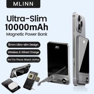 MagSafe 용 10000mAh 울트라 슬림 보조베터리, iPhone 마그네틱 무선 20W 고속 충전 휴대용 배터리 Samsung