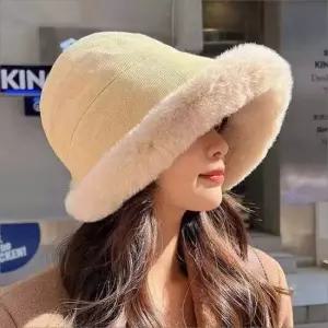 방한 겨울 보넷 트리밍 퍼 부들 벙거지모자 털모자