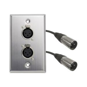 Dual XLR Female to Male Cable Audio Wall Plate