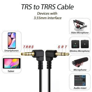카메라용 90도 3.5mm TRS-TRS 코일 마이크 케이블 휴대폰/태블릿용 직각 코드