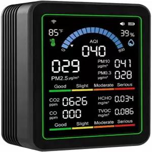 가정용 스마트 공기질 모니터 실내 이동용 휴대용 CO2 감지기 VOC HCHO PM2.5 온도 및 습도 디지털