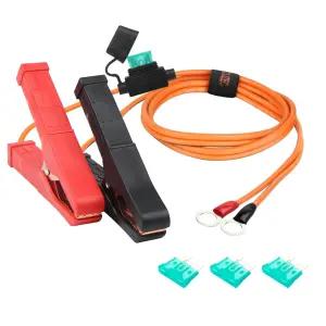 CUZEC 배터리 악어 클립 12/24V 30A 퓨즈 포함 12AWG 케이블 4.5인치 헤비 듀티 클램프 3/8인치 링