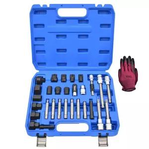 30PCS 교류 발전기 풀리 제거 설치 도구 키트 폭스바겐 아우디 포드 BMW 벤츠 볼보 GM 도요타 뷰익 쉐보레