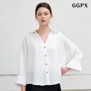오버핏 오픈 카라넥 긴팔 셔츠 GQABA029D 1275032