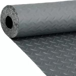 7.5 X 17 FT 고무 차고 바닥 매트 언더카용 다이아몬드 플레이트 PVC 두꺼운 롤 주차 헤비 듀티 미끄럼