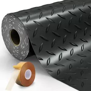 LulnCush 8.2x21 FT 차고 바닥 매트 2.8mm 두꺼운 다이아몬드 플레이트 PVC 롤 차고용 헤비 듀티 보호기