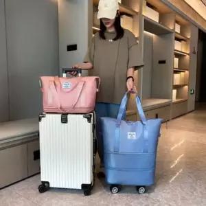 대형 3단 확장형 여행용 수납가방 트롤리 쇼핑카트 바퀴 달린 쇼퍼백 이사가방