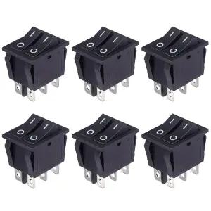 VEXUNGA 6pcs 미니 로커 스위치 6 핀 20A 125V AC 16A 250V 더블 켜기 2 위치 SPST 블랙 보트 끄기
