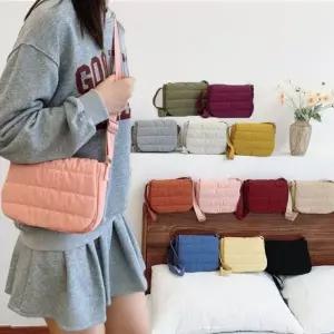 여성 겨울용 패딩 숄더 크로스백 미니 에코 천가방 가을용