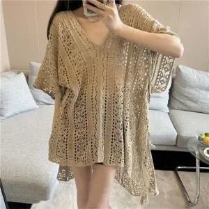 브이넥 펀칭 니트 비치 커버업 USNC-030041 비니키커버