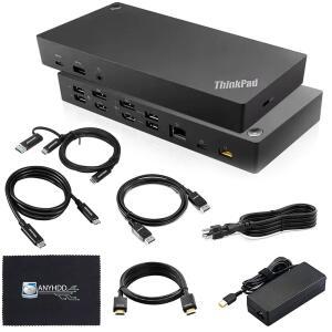 40AF0135US 레노버 도킹 스테이션 듀얼 모니터 씽크패드 포함 135W USB 도크 케이블 USB ANYHDD 디스플레이포트 하이브리드 노트북 HDMI 어댑터