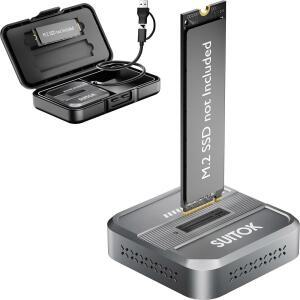 SUITOK NVME SATA SSD 리더기 스토리지 스테이션 외장 2280 드라이브용 전송 2242 포함 TO 지원 PCIE NGFF 2260 22110 필요 데이터 없는 2230 도구가 10GBPS 박스 어댑터 USB M2 복구 도킹