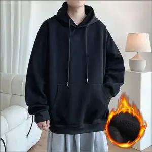[룽스_62]겨울 베이직 기본 기모후드티 루즈핏 티셔츠 2색