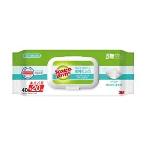 40+20매 식탁 싱크대 냉장고 세정티슈 일회용걸레 타일청소 찌든때제거 모던주방용품
