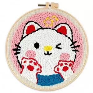 고양이 니들 수공예 diy 실자수 펀치 키트 초보자 자수